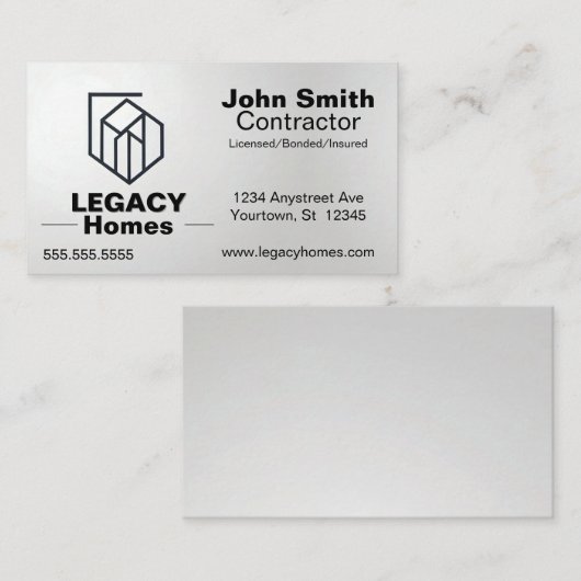 Bouwer Aannemer Ontwikkelaar Home Repair Visitekaartje (Voorkant / Achterkant)