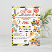 Bouwer Bouwzone 5e Verjaardag Kinder partij Kaart (Staand voorkant)