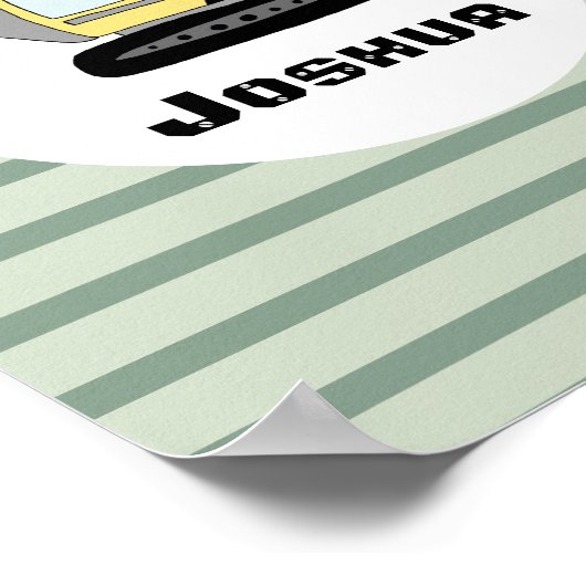 Bouwer Boys Graafmachine Graafmachine en Naam Kind Poster (Hoek)