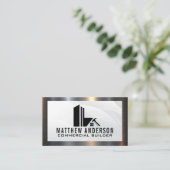 Bouwer Commercieel Vastgoed Logo | Metalen rand Visitekaartje (Staand voorkant)