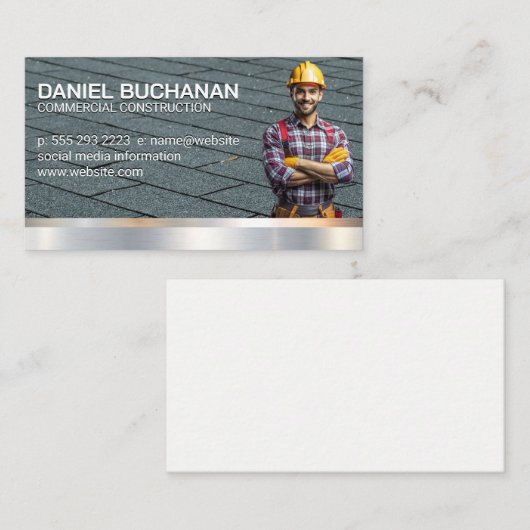 Bouwer | Dak | Metaal Visitekaartje (Voorkant / Achterkant)
