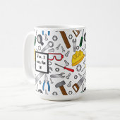 Bouwer diverse handgereedschappen en gereedschappe koffiemok (Voorkant links)