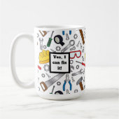 Bouwer diverse handgereedschappen en gereedschappe koffiemok (Links)