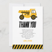 Bouwer Dump Truck Bulldozer Verjaardagsfeestje Bedankkaart (Voorkant)