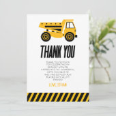 Bouwer Dump Truck Bulldozer Verjaardagsfeestje Bedankkaart (Staand voorkant)