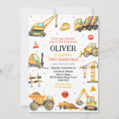 Bouwer Dump Truck Graafmachine Jongen Verjaardag Kaart (Voorkant)