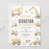Bouwer Dump Truck Graafmachine Jongen Verjaardag Kaart (Voorkant)