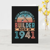 Bouwer geboren in 1941 80th Birthday Gift Building Kaart (Gele Bloem)