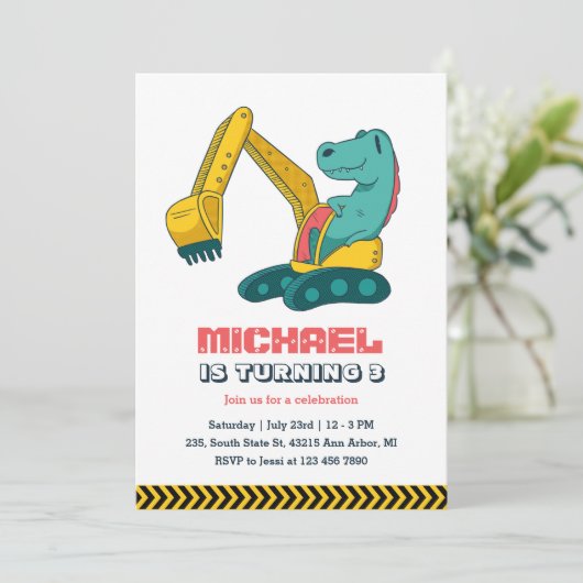 Bouwer graafmachine bouwnijverheid Dino Kinderen v Kaart (Staand voorkant)