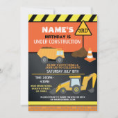 Bouwer Graver Vrachtwagen Verjaardagsfeest Kaart (Voorkant)