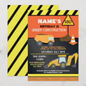 Bouwer Graver Vrachtwagen Verjaardagsfeest Kaart (Voorkant / Achterkant)