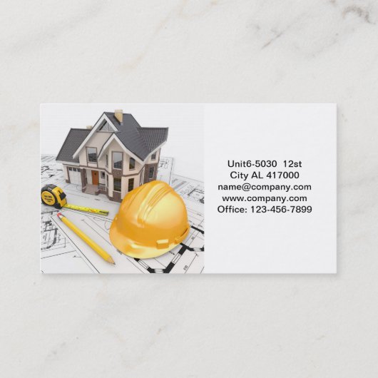 Bouwer Handyman Architect Aannemer Bouw Visitekaartje (Achterkant)