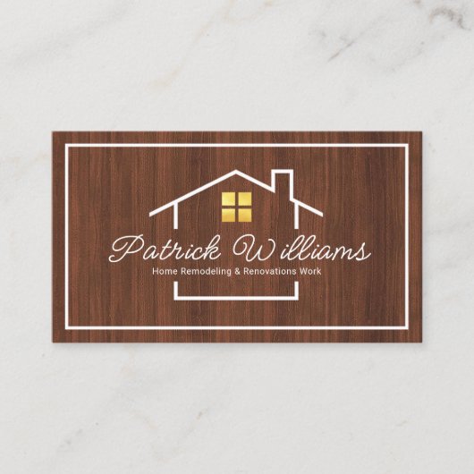 Bouwer Lijst Timber Grain Stijlvol Visitekaartje (Voorkant)