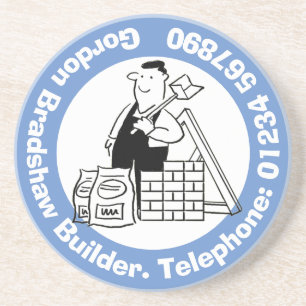 Bouwer met bouwmaterialen. bouwvak zandsteen onderzetter