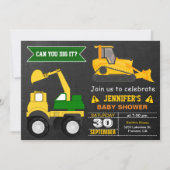 Bouwer met Bulldozer Baby Shower Kaart (Voorkant)