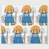 Bouwer met schokdemper cadeaupapier (Vlak)