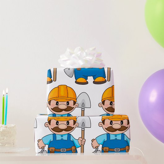 Bouwer met schokdemper cadeaupapier