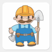 Bouwer met schokdemper vierkante sticker (Voorkant)