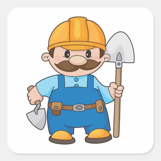 Bouwer met schokdemper vierkante sticker (Voorkant)