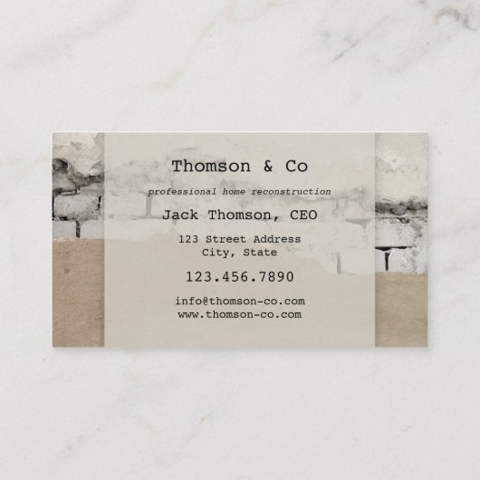 Bouwer Plasterer Home Renovation Visitekaartje (Achterkant)