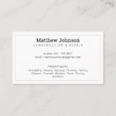 Bouwer Professioneel Modern White Visitekaartje (Achterkant)