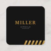 Bouwer QR Code Zwart & Metaalgoud Vierkante Visitekaartje (Voorkant)