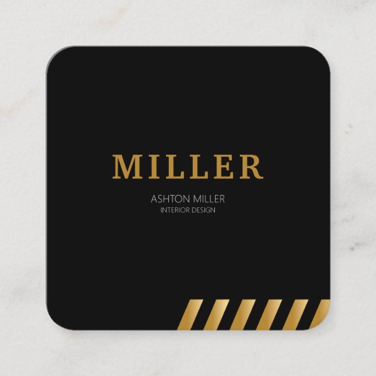 Bouwer QR Code Zwart & Metaalgoud Vierkante Visitekaartje (Voorkant)