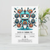 Bouwer Robot Verjaardag Kaart (Staand voorkant)