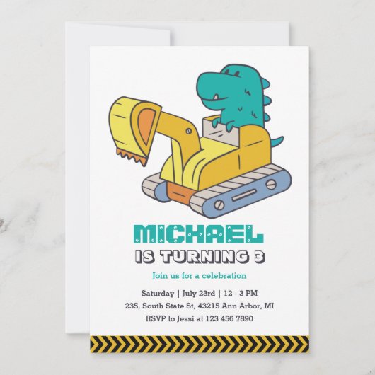 Bouwer T-Rex-excavator Bouwer Bouwkinderen van zat Kaart (Voorkant)