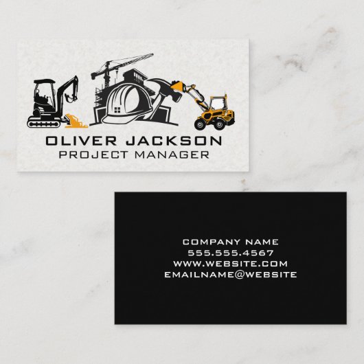 Bouwer terrein | Bulldozer bouwvoertuigen Visitekaartje (Voorkant / Achterkant)