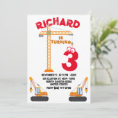 Bouwer Thema Kinderverjaardagsfeest Uitnodiging (Staand voorkant)