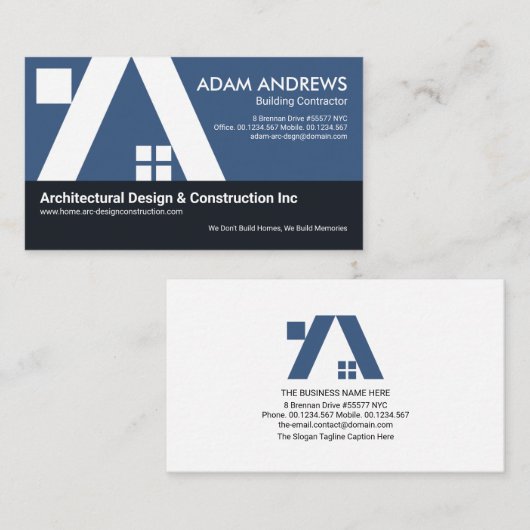 Bouwer van A-Lijst dakarchitectuur Visitekaartje (Voorkant / Achterkant)