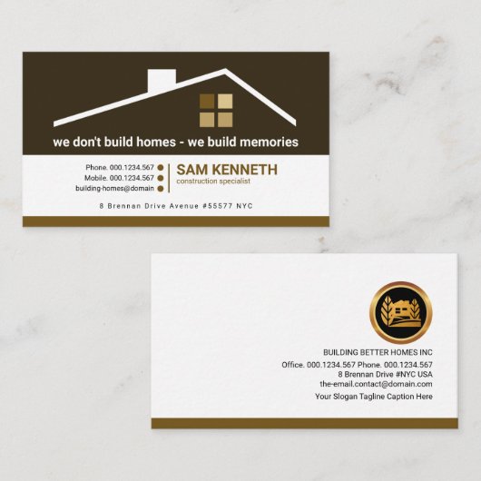 Bouwer van creatief bouwwerk visitekaartje (Voorkant / Achterkant)