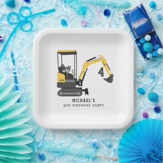 Bouwer van graafmachine om het even welke Agedag Papieren Bordje (Feest)