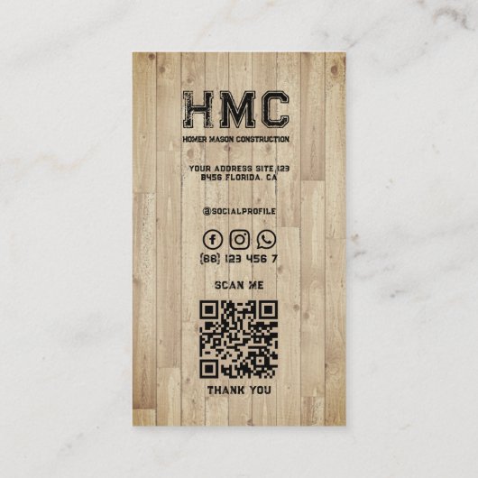 Bouwer van taphout visitekaartje (Achterkant)