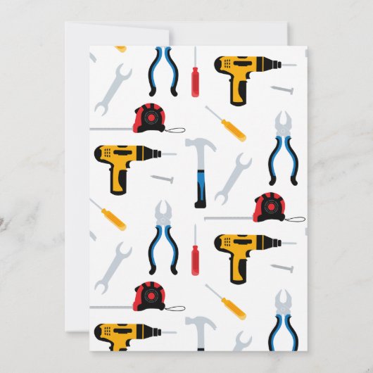 Bouwer Verjaardag uitnodiging, klusjesman Kaart (Achterkant)