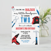 Bouwer Verjaardag uitnodiging, klusjesman Kaart (Staand voorkant)