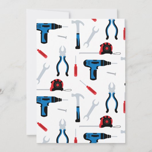 Bouwer Verjaardag uitnodiging, klusjesman Kaart (Achterkant)