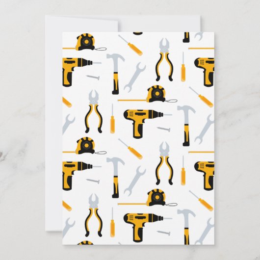 Bouwer Verjaardag uitnodiging, klusjesman Kaart (Achterkant)