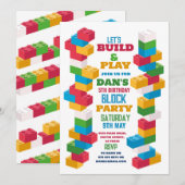 Bouwer Verjaardagsfeestje Bouwblokken Kaart (Voorkant / Achterkant)