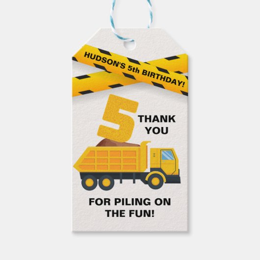 Bouwfeest Bedankt Label – Yellow Dump Cadeaulabel (Voorkant)