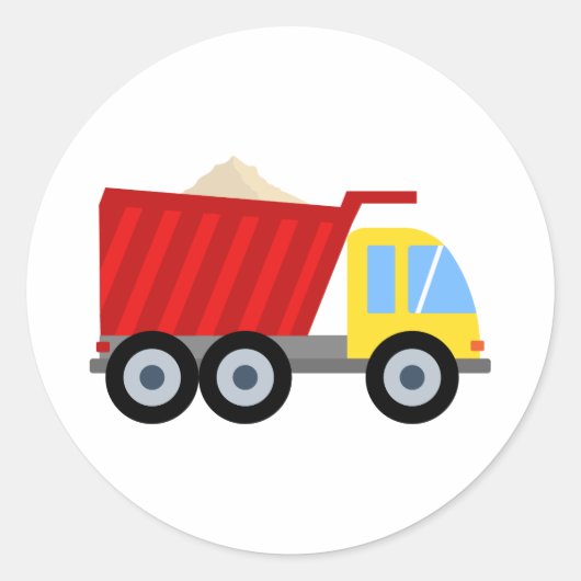 Bouwfeest Dump Truck Verjaardag Ronde Sticker (Voorkant)