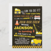 Bouwfeest Jongens Dump Truck 2e verjaardag Kaart (Voorkant)