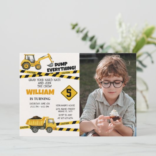 Bouwfeest Uitnodigingen met foto (Staand voorkant)