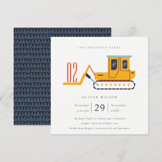 Bouwfork Lift elke zondag Uitnodigen Bedankkaart (Voorkant / Achterkant)