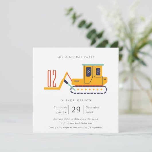 Bouwfork Lift elke zondag Uitnodigen Bedankkaart (Staand voorkant)