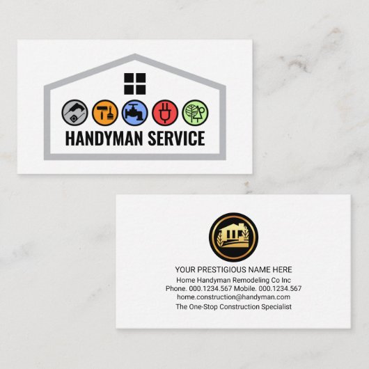 Bouwframe met klushulp gereedschap visitekaartje (Voorkant / Achterkant)