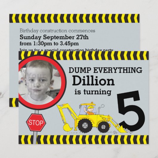 Bouwgebouw jongens verjaardagsfeestje uitnodigen kaart (Voorkant / Achterkant)