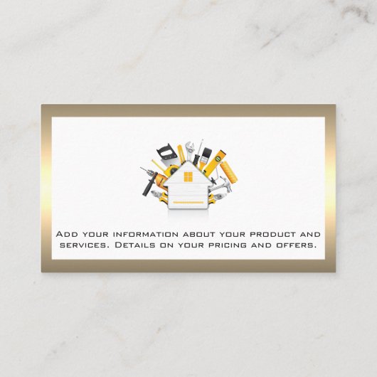 Bouwgereedschap Benodigdheden | Timmerman | Hout Visitekaartje (Achterkant)