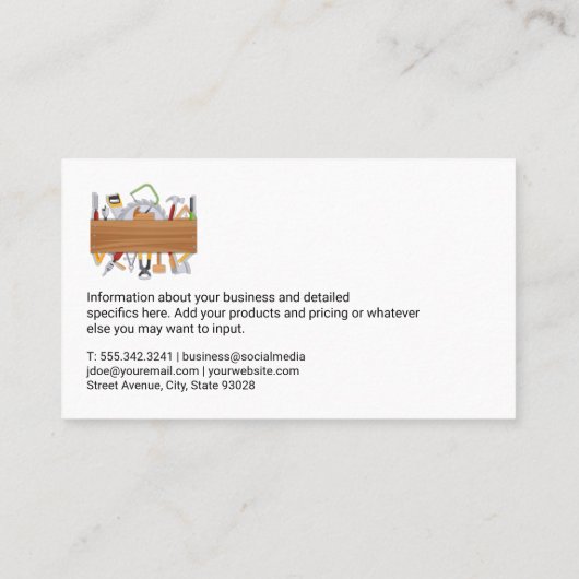 Bouwgereedschap | Blauwdruk Visitekaartje (Achterkant)